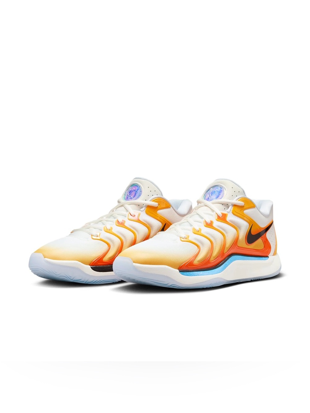 Nike men White Sneakers with Orange and Blue Accents